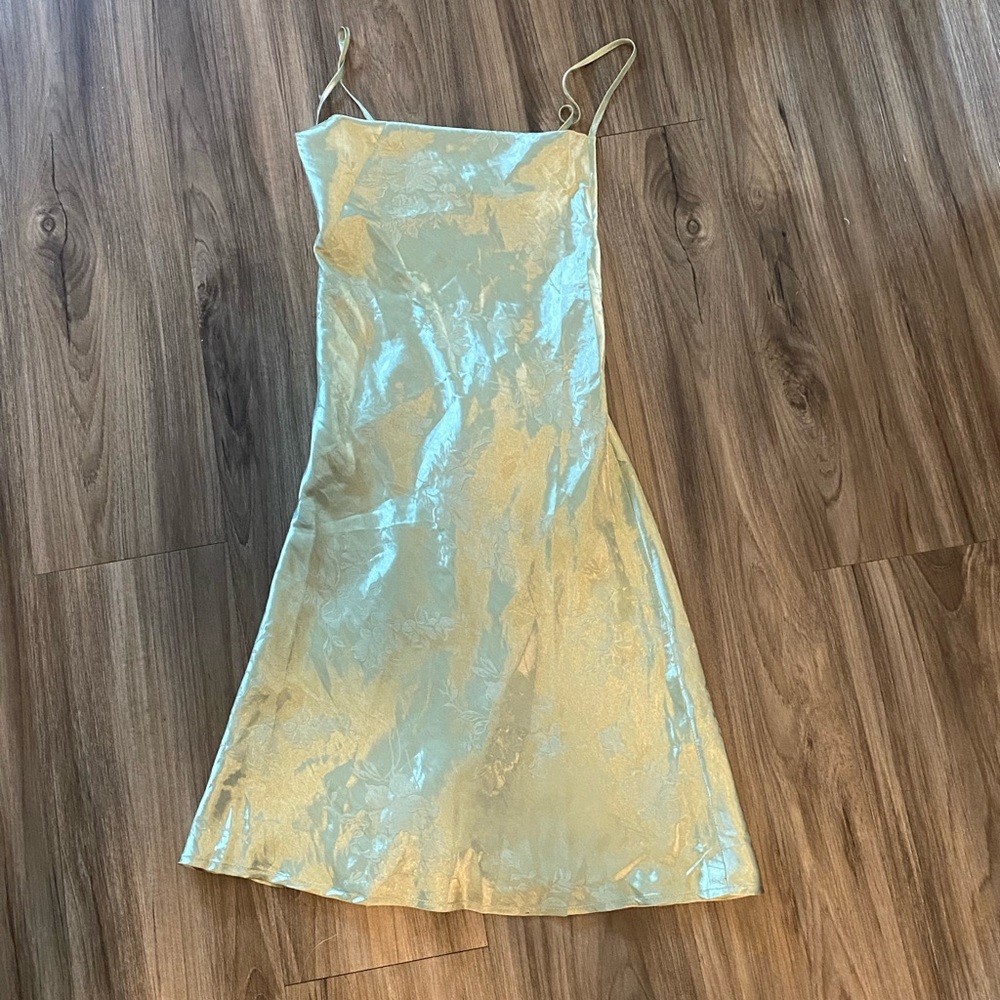 Green satin mini dress